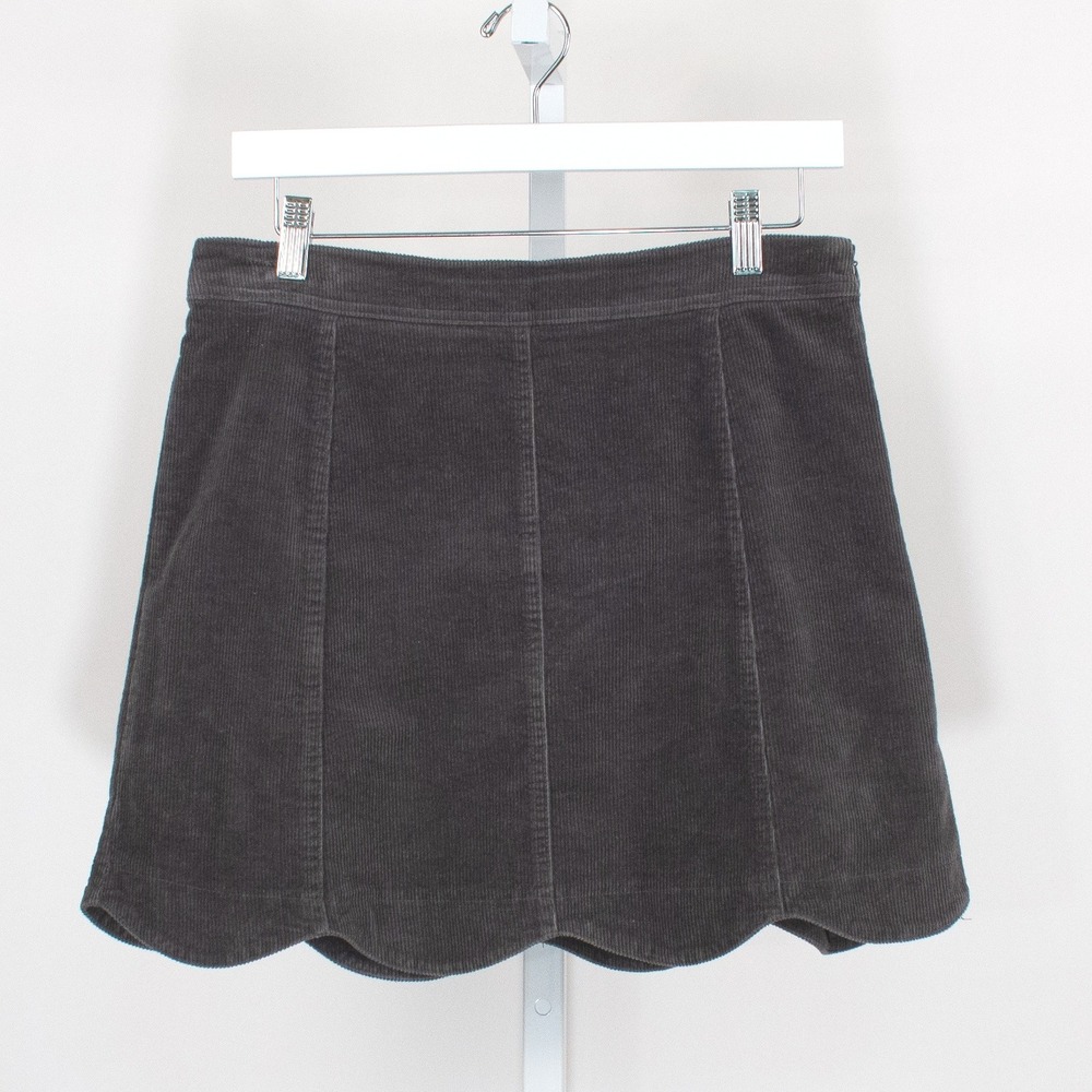 Altard State Corduroy Scalloped Hem A-Line‎ Skirt Dark Gray Size M